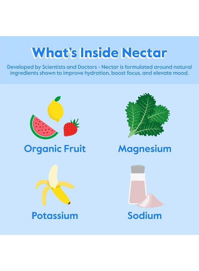 Nectar Hydration Packets - Electrolytes Powder Packets - No Sugar or Calories - Organic Fruit Liquid Daily IV Hydrate Packets for Hangover & Dehydration Relief and Rapid Rehydration (Variety 18 Pack) - Image 4